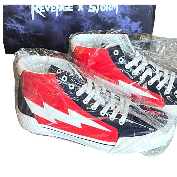 NEW Revenge x Storm Vol 2 HIGH TOP SNEAKERS Mens 11 Red Navy Lightning Bolt BOX - Picture 6 of 16